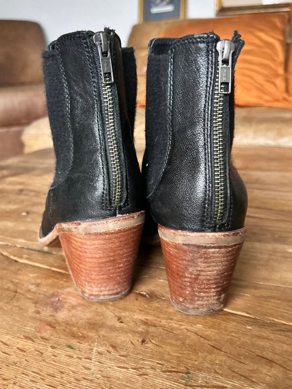 Sofft Tara Chelsea Boot Italian leather chunky black block heel bootie 8 - Picture 7 of 12